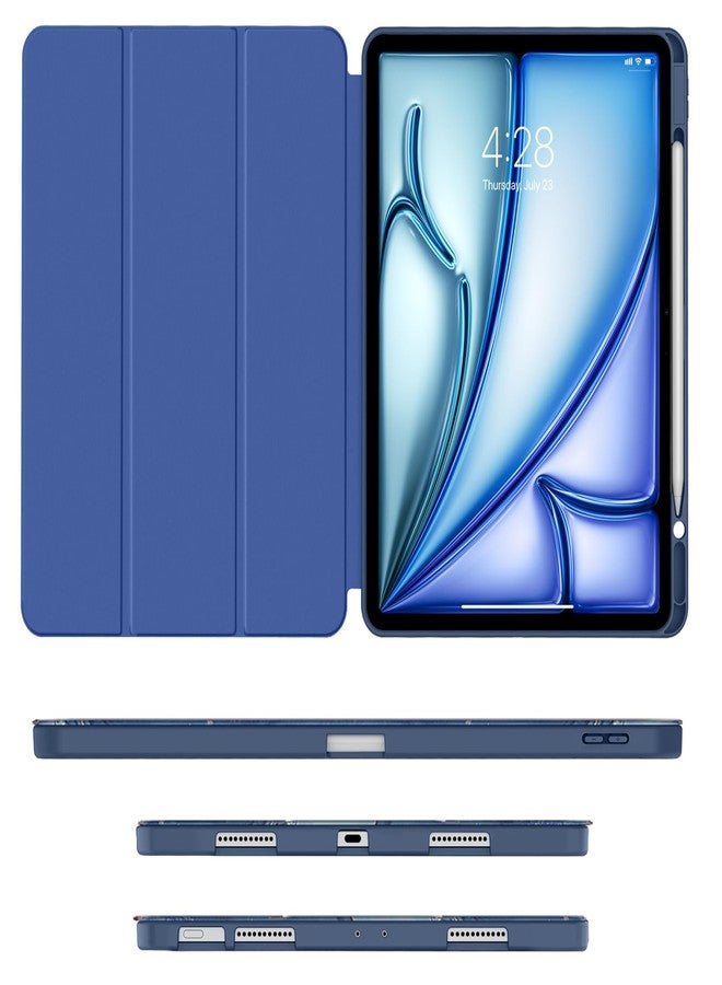 Soke Case for iPad Air 13 Inch (M3/M2,2025-2024), iPad Pro 12.9" 6th/5th Generation with Pencil Holder(2021 2022 Release)-[Apple Pencil Charging + Auto Wake/Sleep] Soft Back Cover, Navy Marble - Image 3